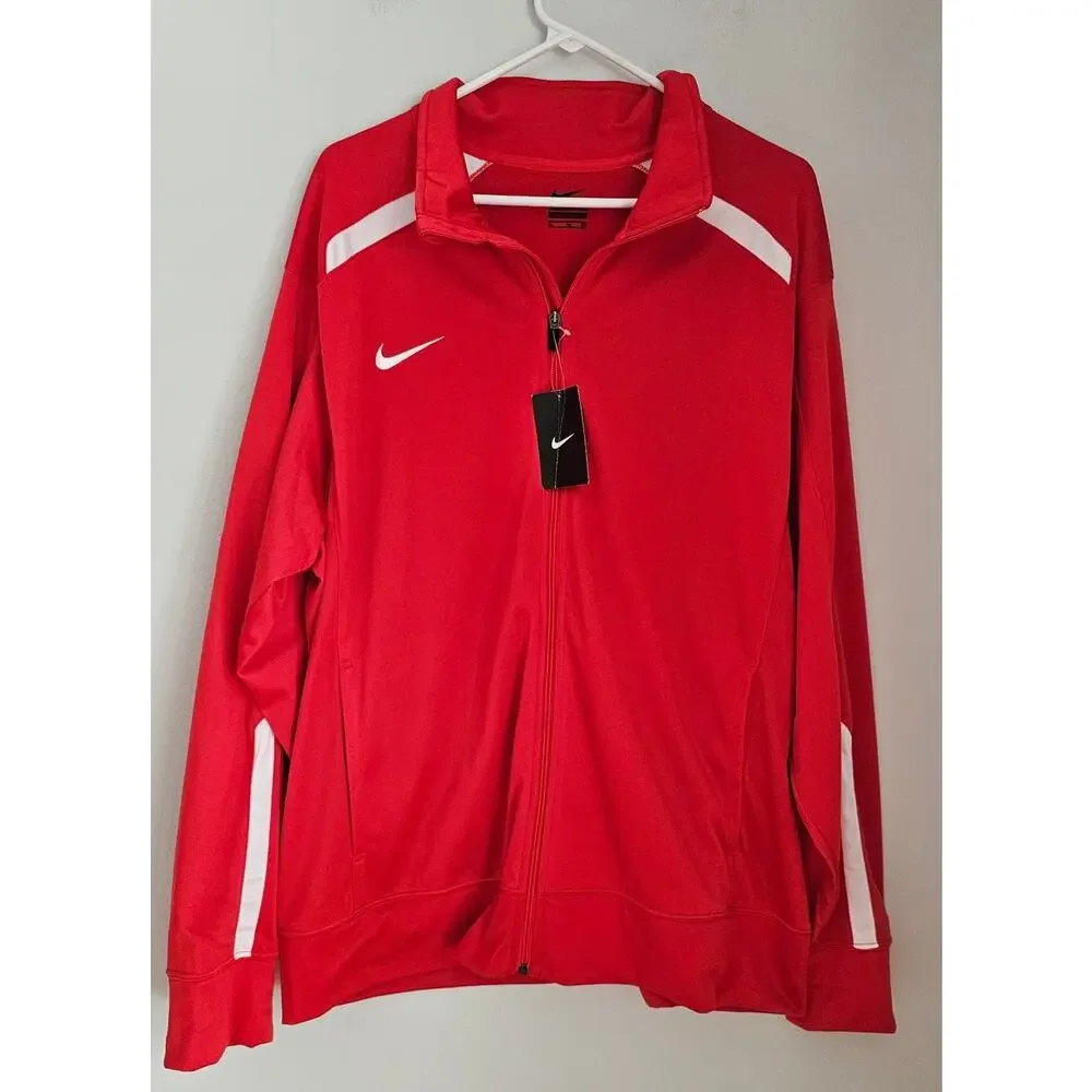 Nike Team Overtime Jacket Red Full-Zip Track Training Sports Jacket. Mens Sz XL